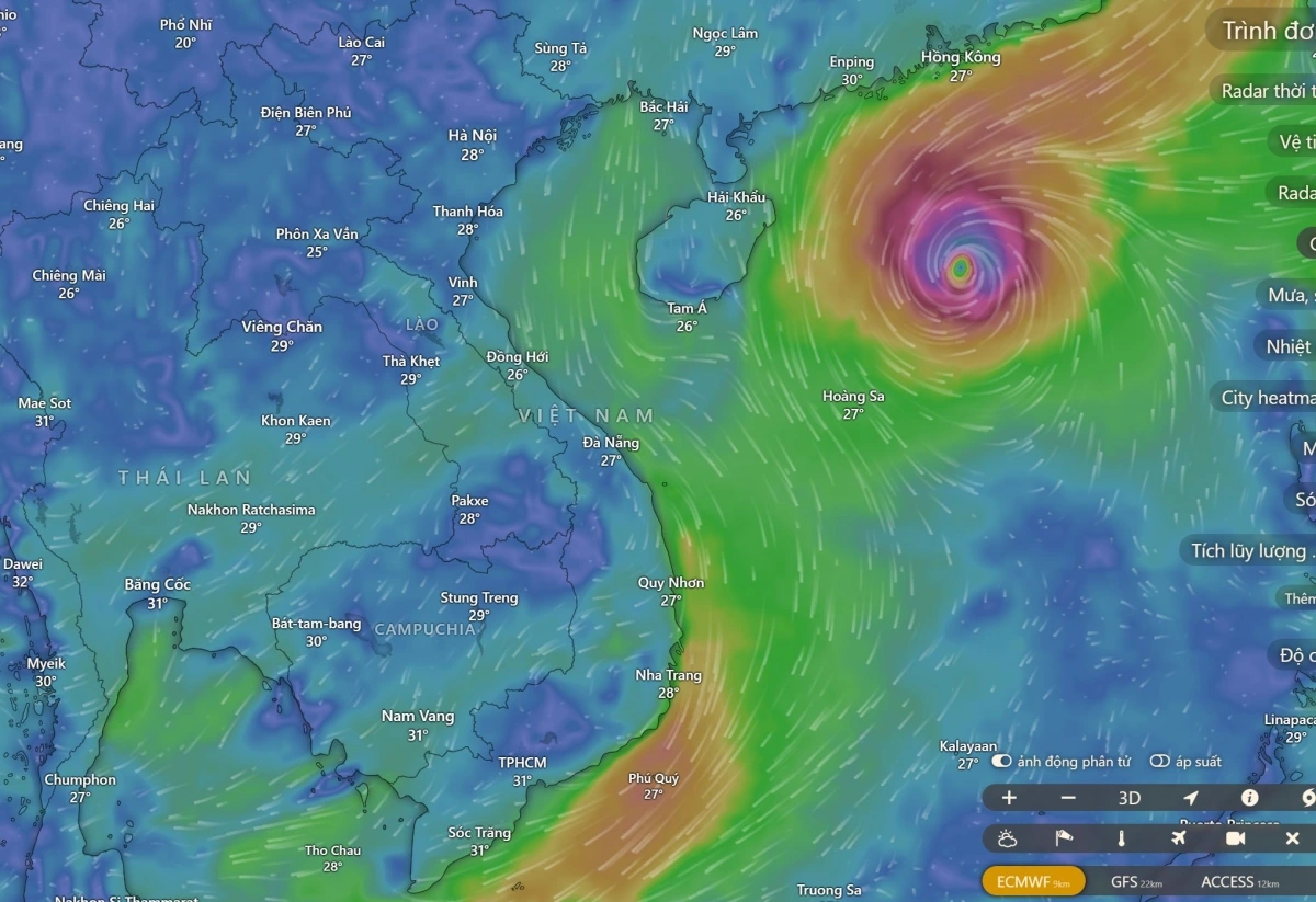 Bão số 7 đang cách quần đảo Hoàng Sa khoảng 400km và có xu hướng đi chậm lại